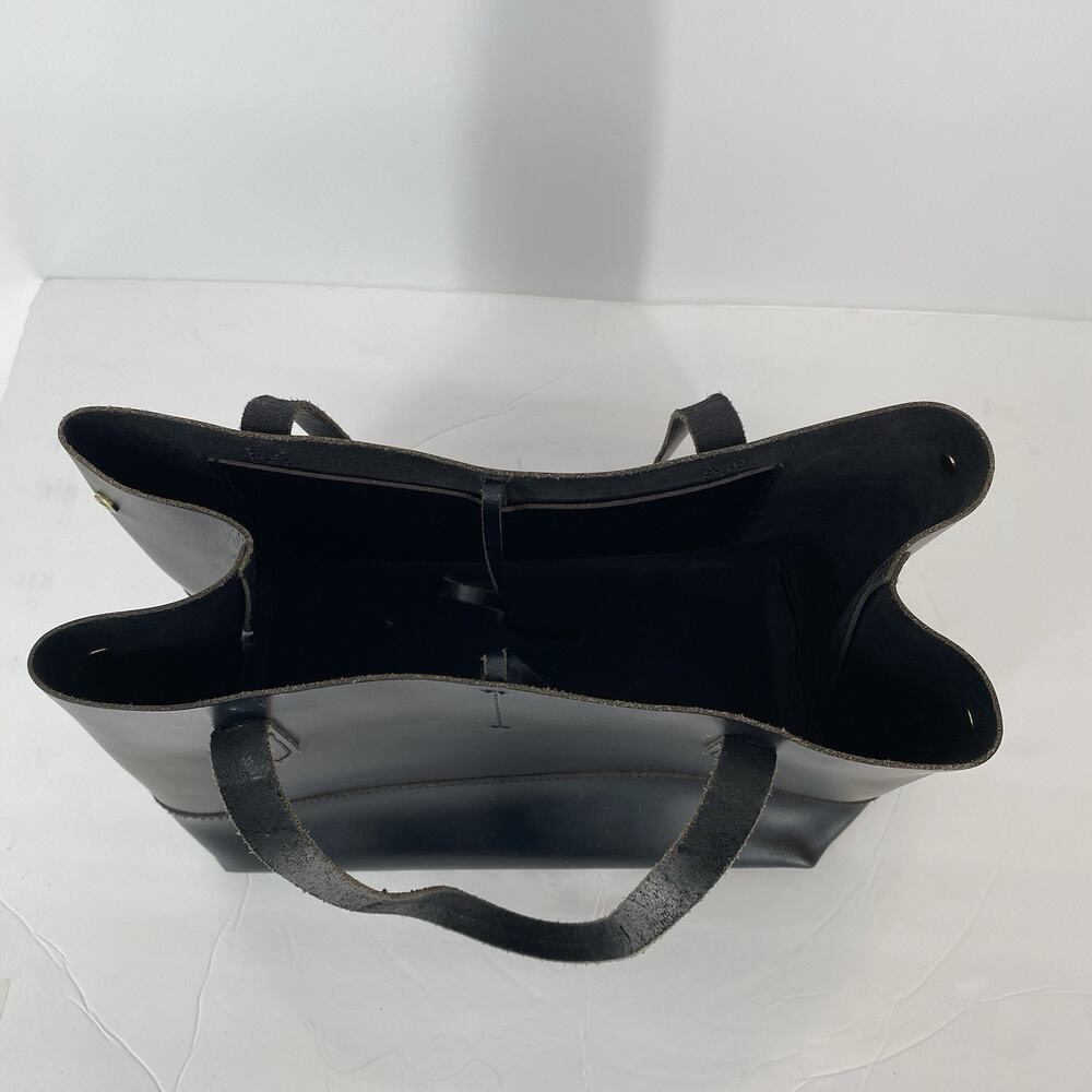 J Crew All Leather Black Uptown Tote Bag Purse - Picture 9 of 10